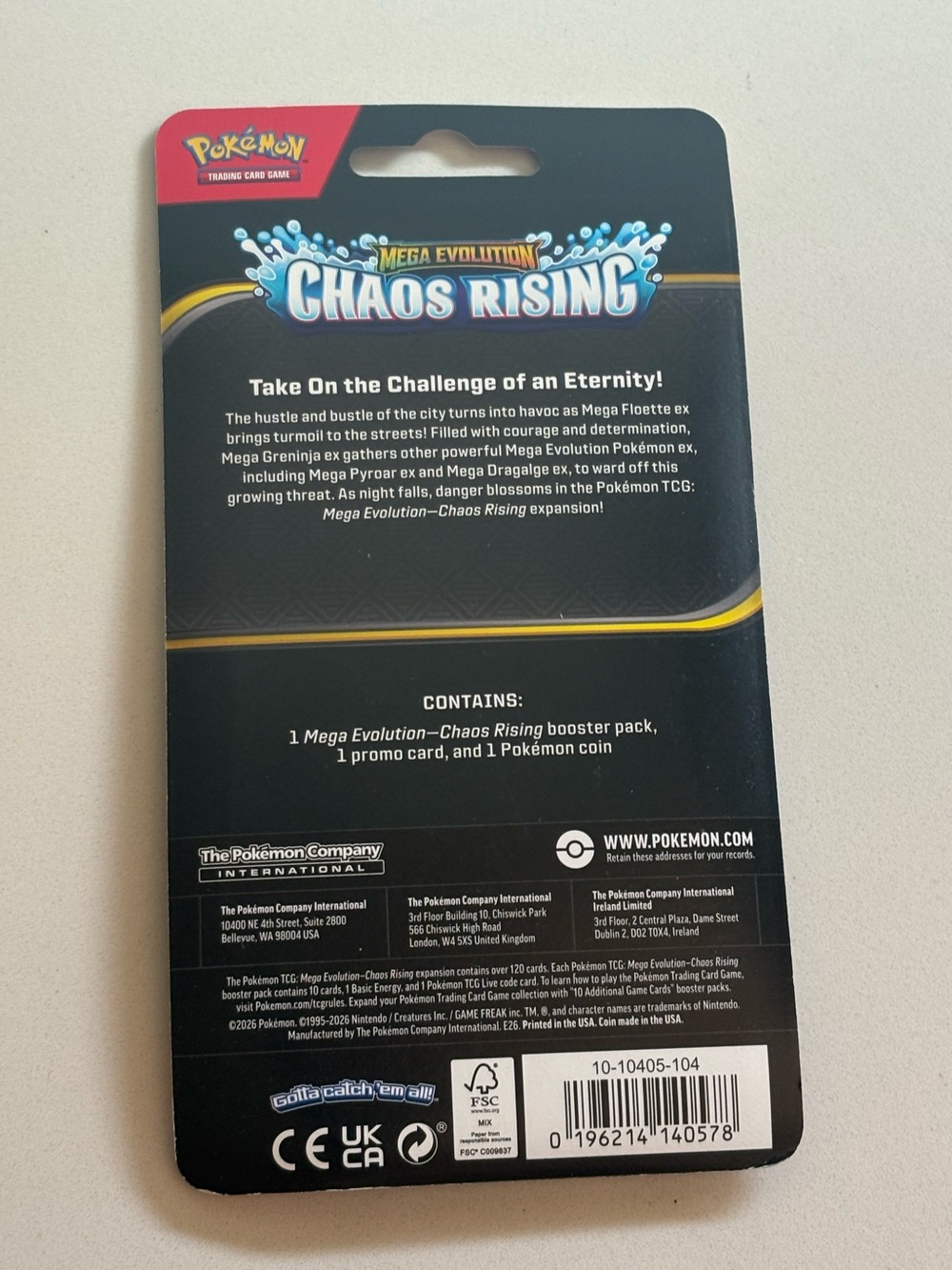 Pokemon TGG: Mega Evolution  Chaos Rising Booster Size OS - Picture 2 of 4